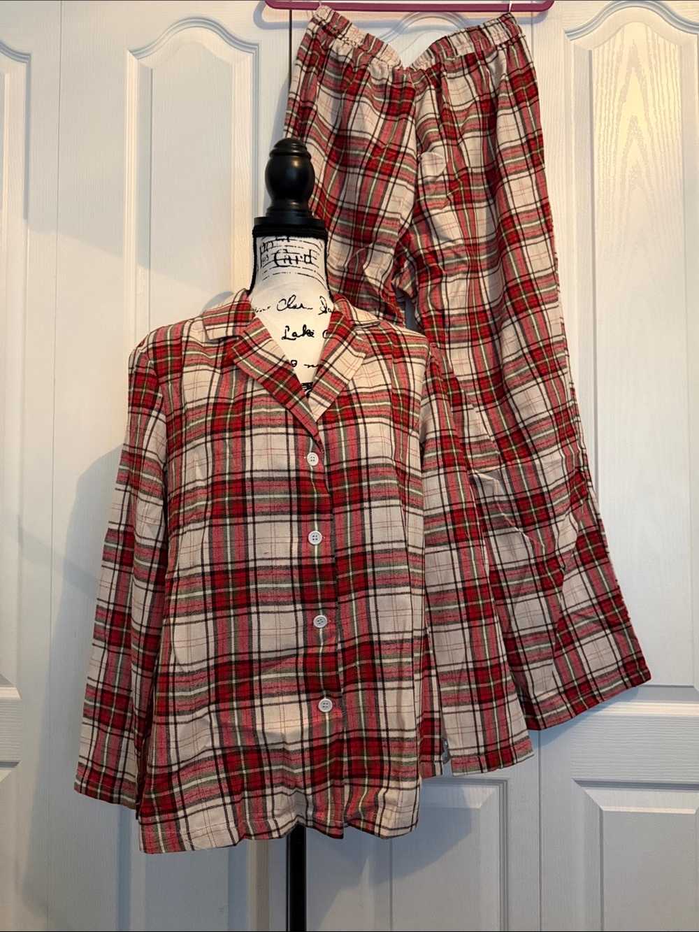 BloomChic Red and Cream Plaid Cotton Pajama Set